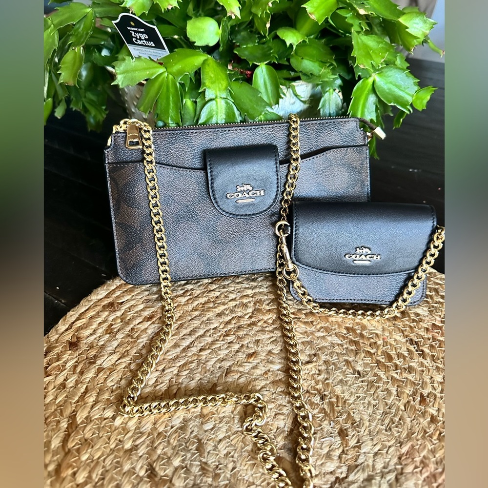 Coach, sling bag and debit card